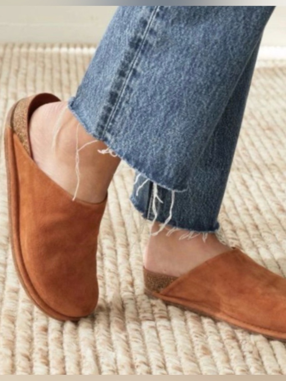 Jenni Kayne Suede Slip-On Mules in Cognac Brown